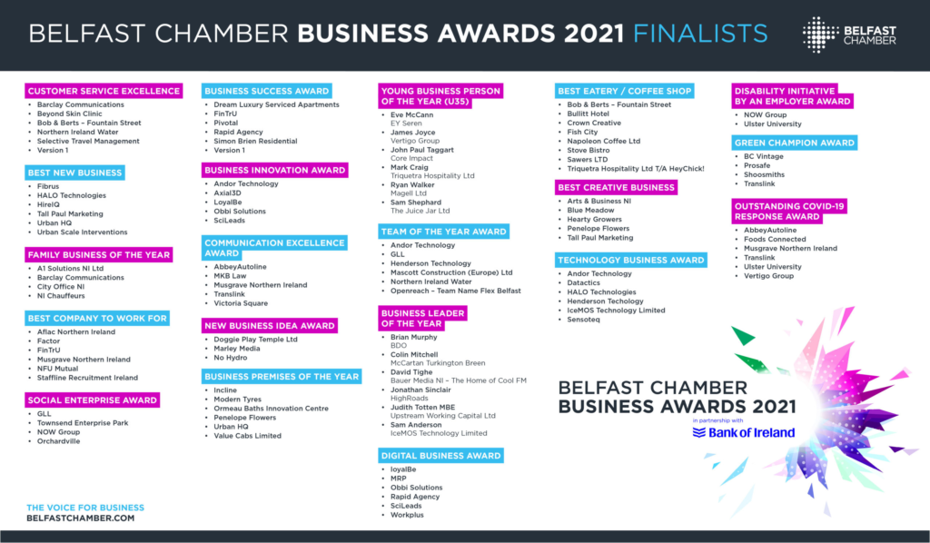 Belfast Business Awards 2021 finalists - Ireland Copywriter Paul Malone Announced As a Finalist in 2 Categories - copywriter belfast